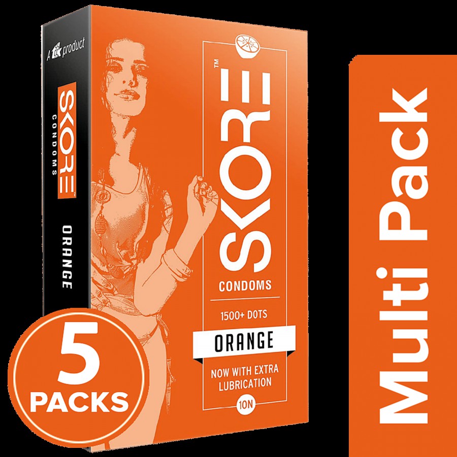 Skore Dotted & Coloured Condoms - Orange Flavoured