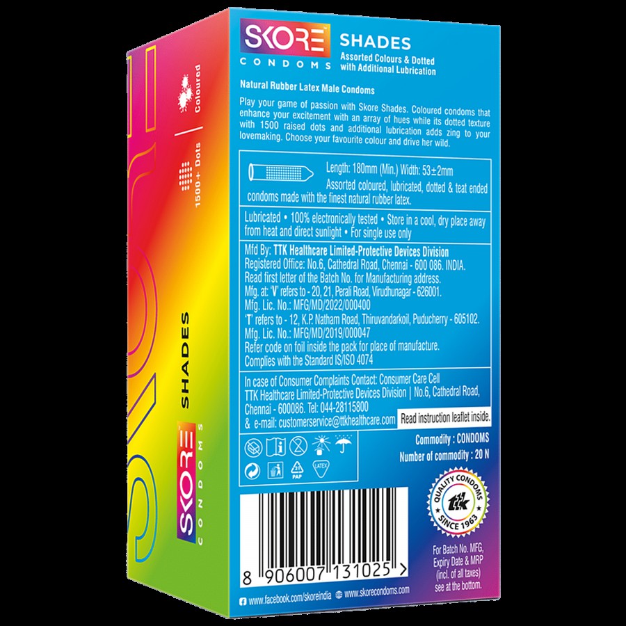 Skore Shades Condoms - With 1500+ Raised Dots