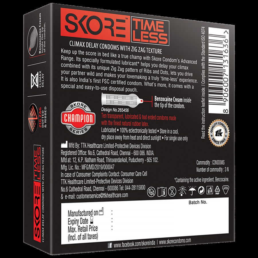 Skore Timeless Climax Delay Condoms - Champion Series