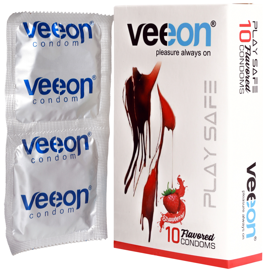 VEEON Play Safe Flavored Condoms - Strawberry