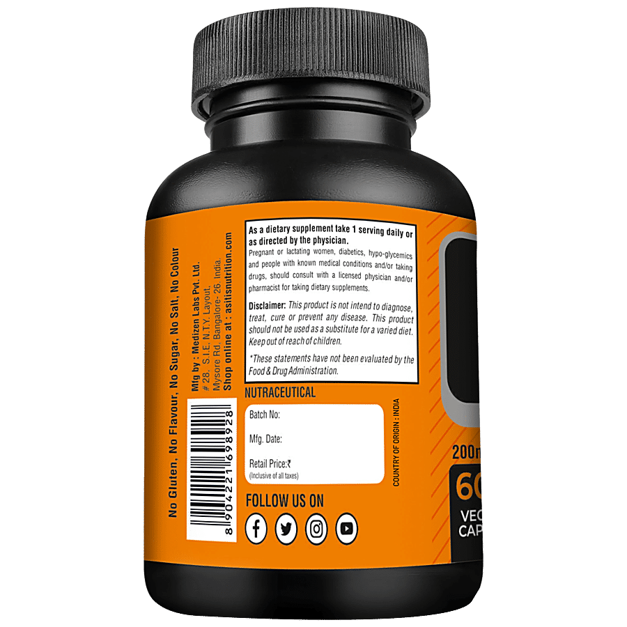 AS-IT-IS Nutrition Caffeine 200 mg Capsules - Natural Stimulant