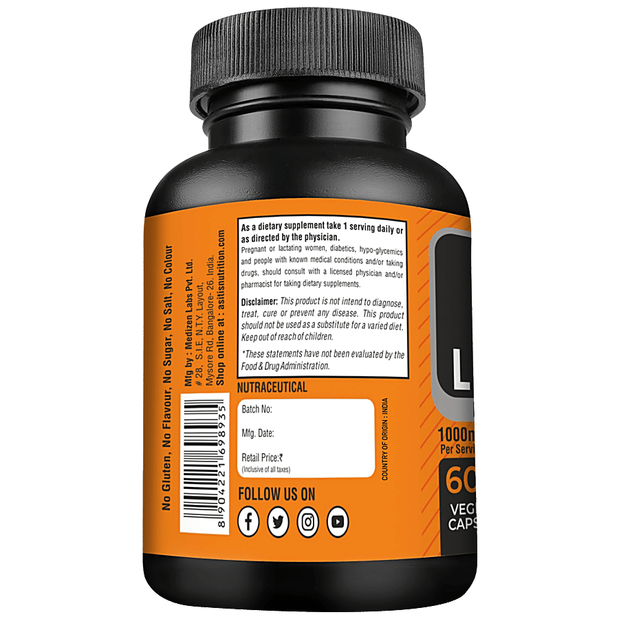 AS-IT-IS Nutrition L-Glutamine Capsules - Promotes Muscle Growth