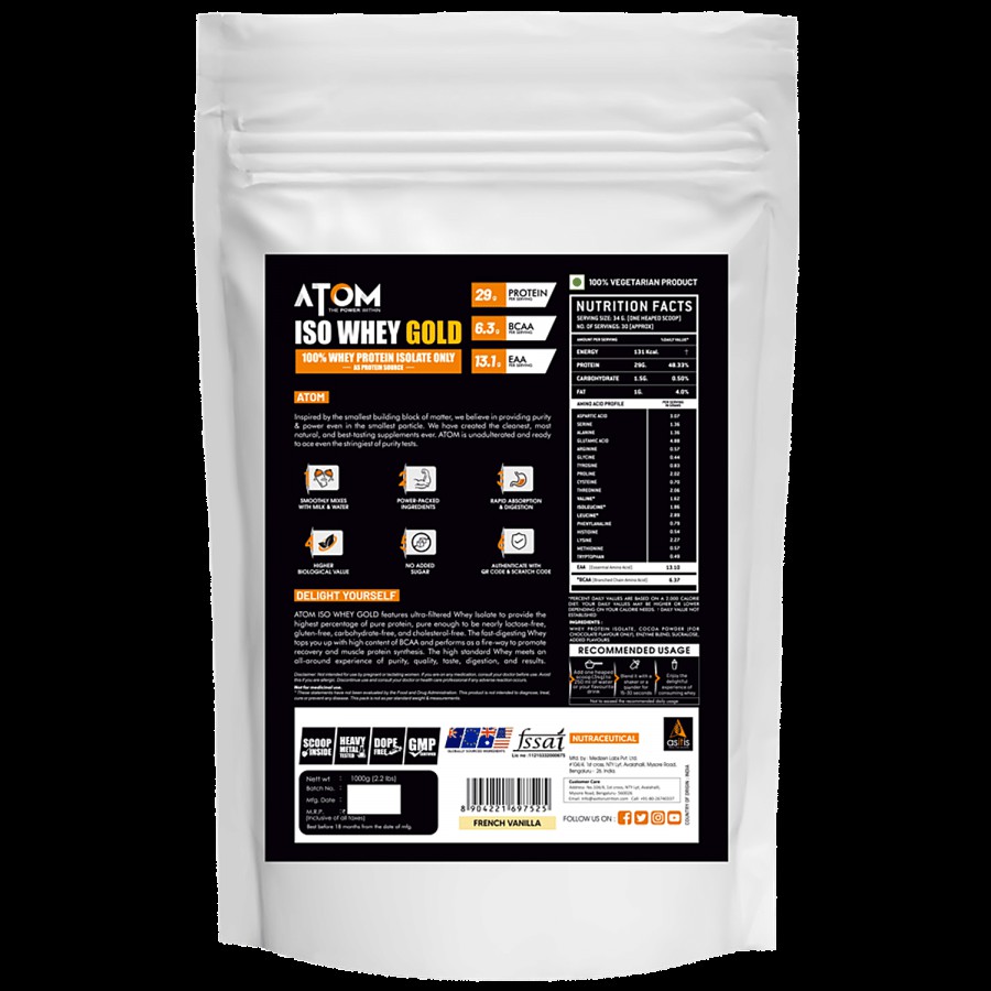 AS-IT-IS Nutrition ATOM ISO Whey Gold - 100% Whey Protein Isolate