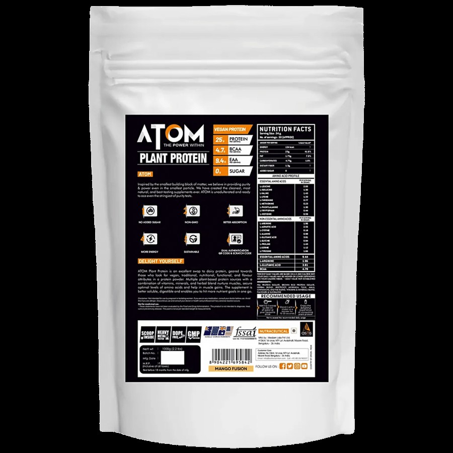 AS-IT-IS Nutrition ATOM Plant Protein - Easy To Digest