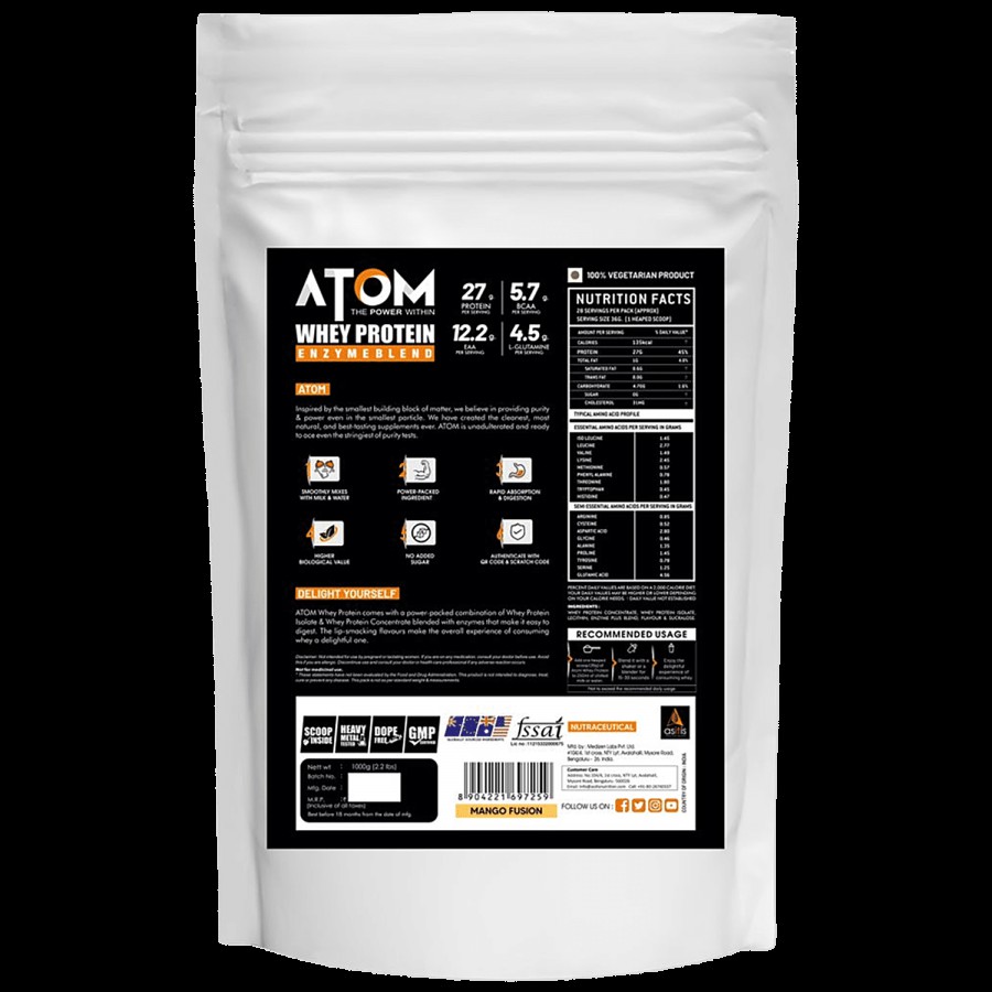 As-It-Is Nutrition ATOM Whey Protein - With Digestive Enzymes