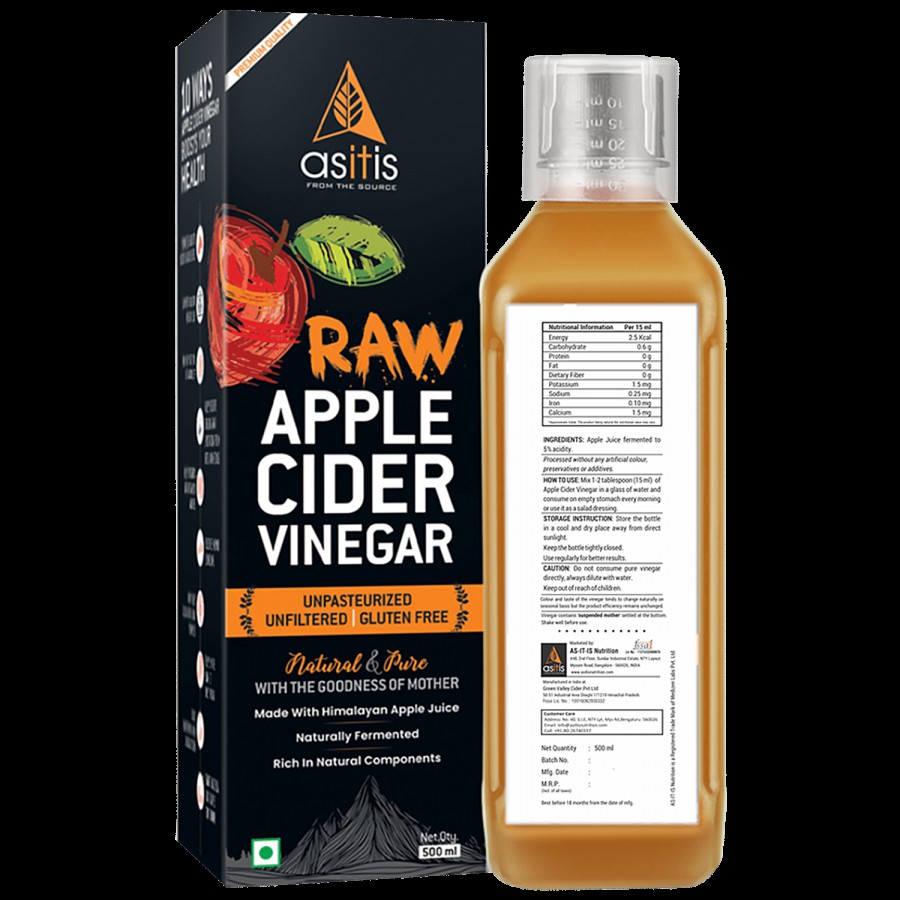 As-It-Is Nutrition Raw Apple Cider Vinegar With Mother - Unpasteurised