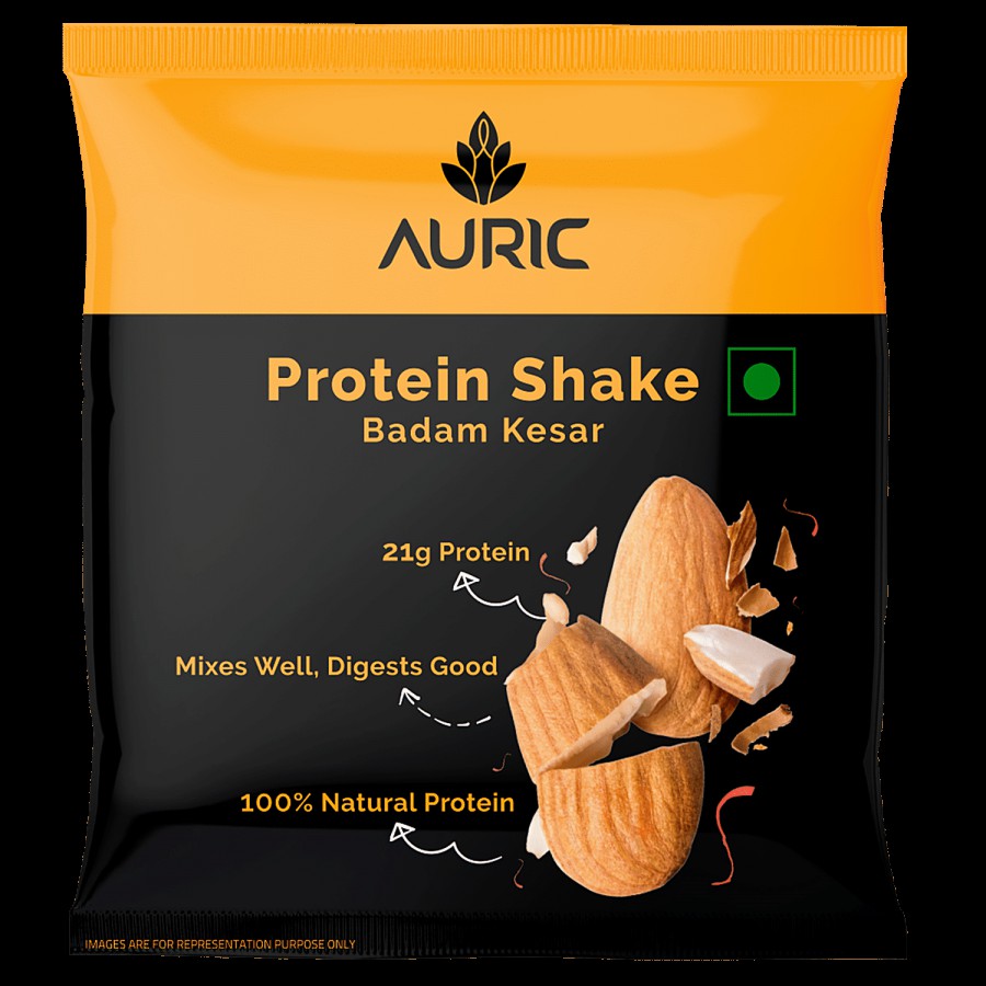 Auric Vegan Protein Powder For Men & Women - Kesar Badam Flavour