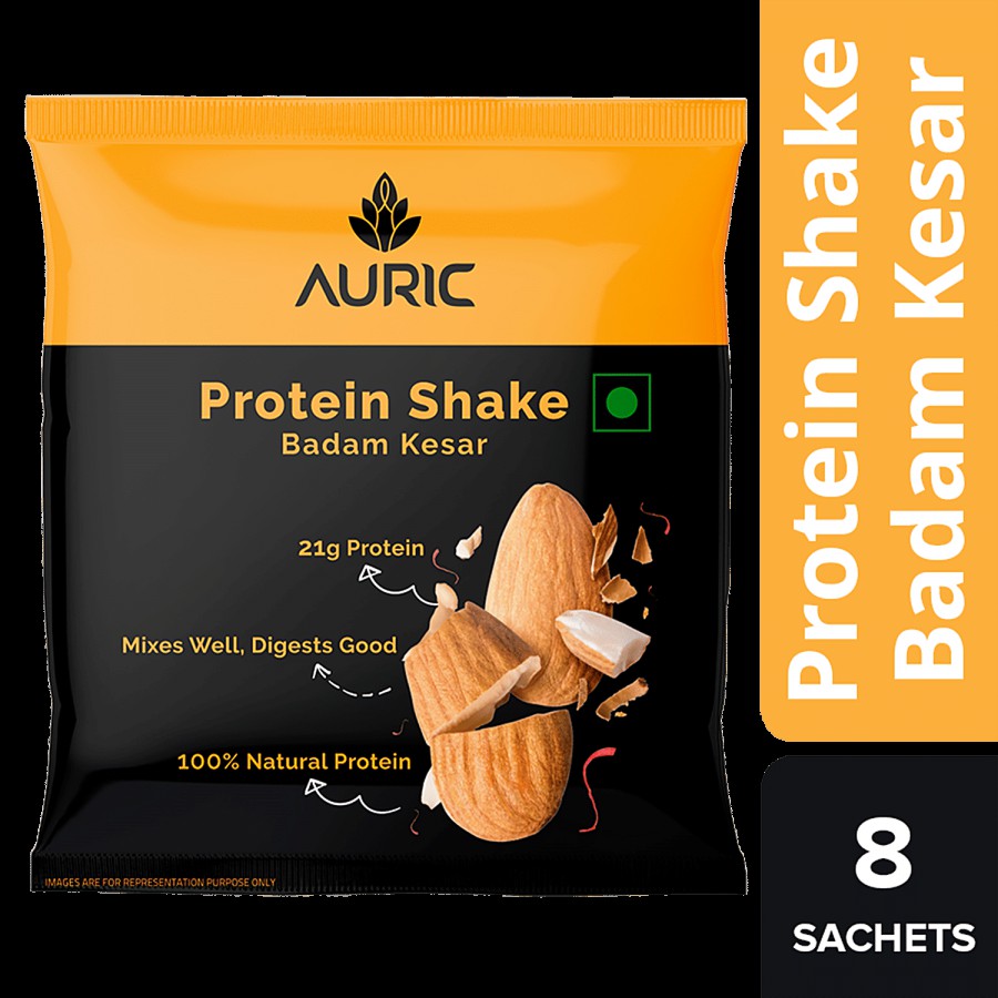 Auric Vegan Protein Powder For Men & Women - Kesar Badam Flavour