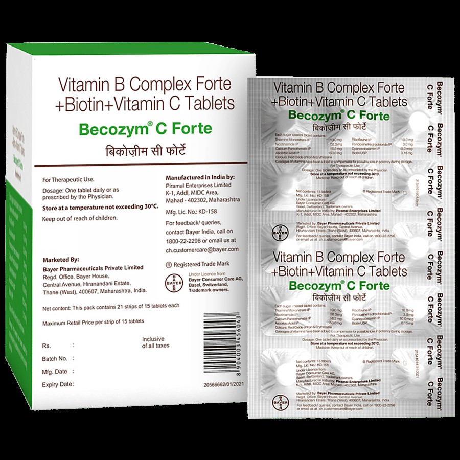 Becozym Forte-B Complex Tablets With Vitamin C & Biotin