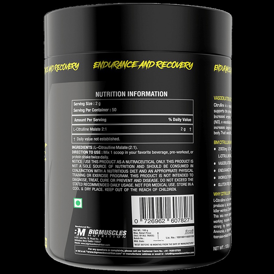 Bigmuscles Nutrition Citrulline Malate - Unflavoured