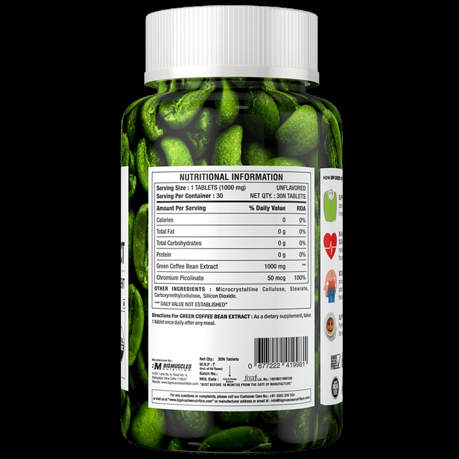 Bigmuscles Nutrition Green Coffee Bean Extract 1000 mg Tablets