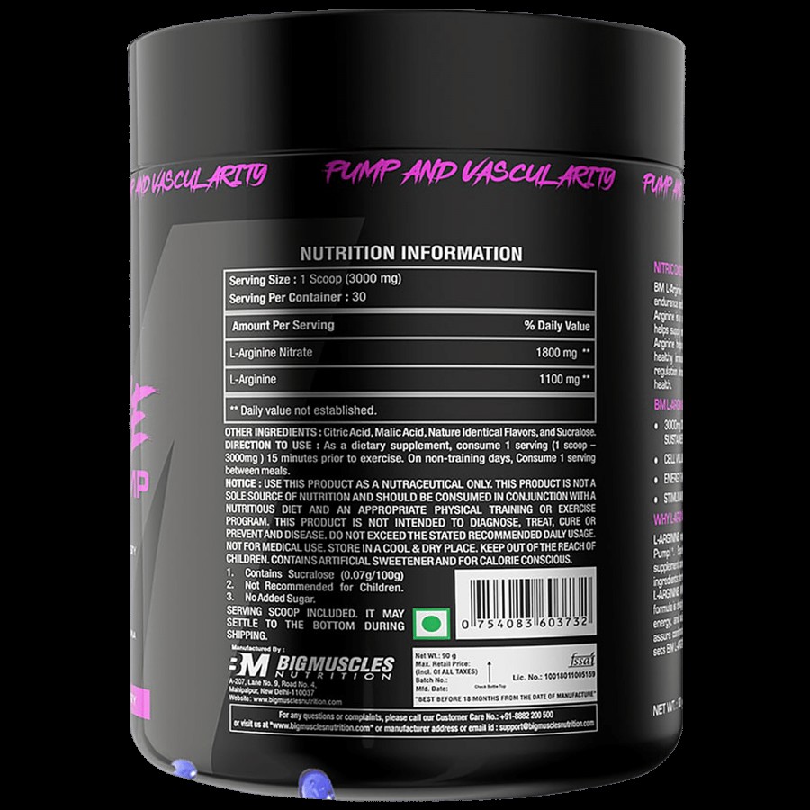 Bigmuscles Nutrition L-Arginine PMP Powder - Blueberry