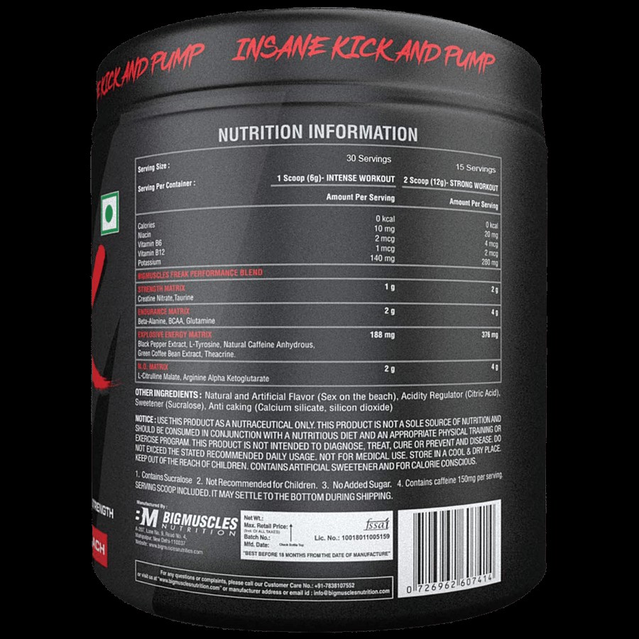 Bigmuscles Nutrition Pre-Workout Formulation - Freak