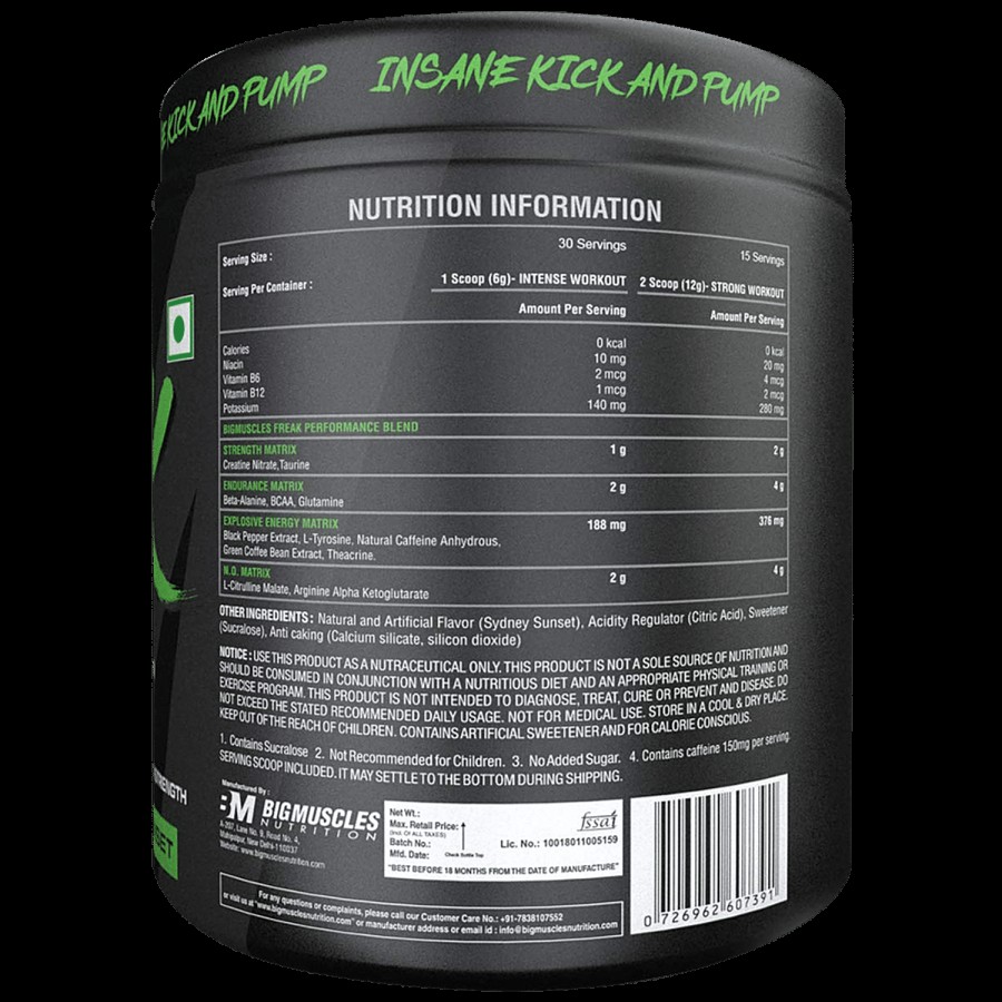 Bigmuscles Nutrition Pre-Workout Formulation - Freak