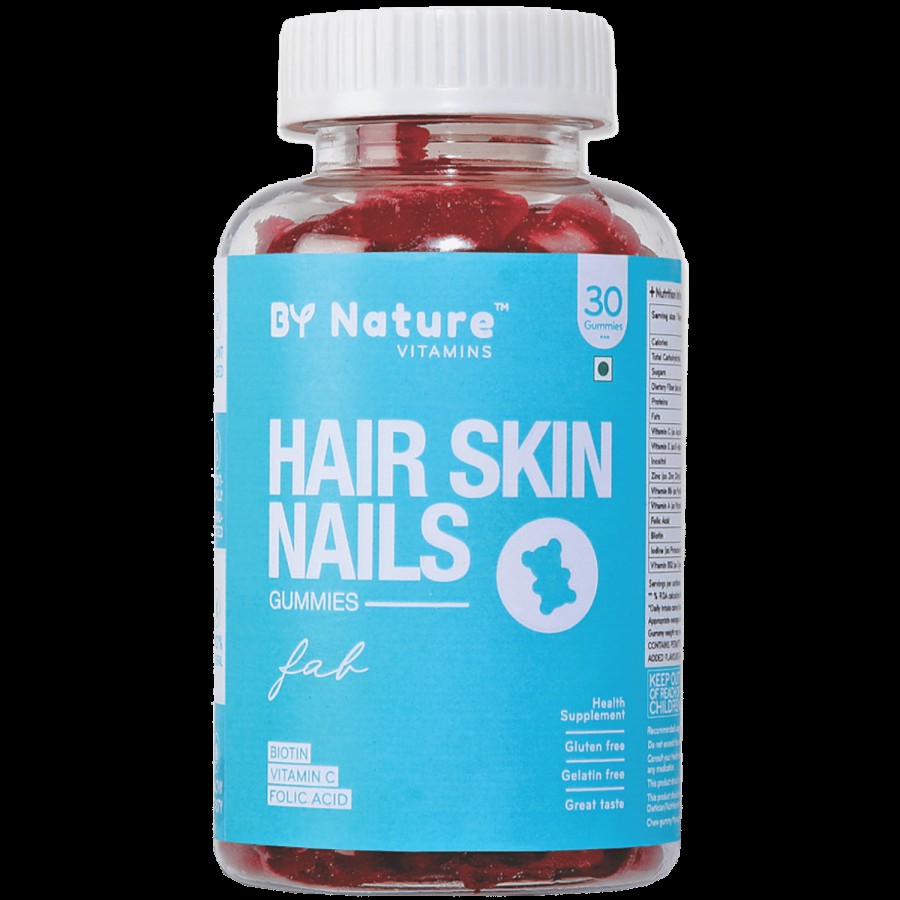 By Nature Hair & Skin Vitamin Gummies With Biotin & Folic Acid