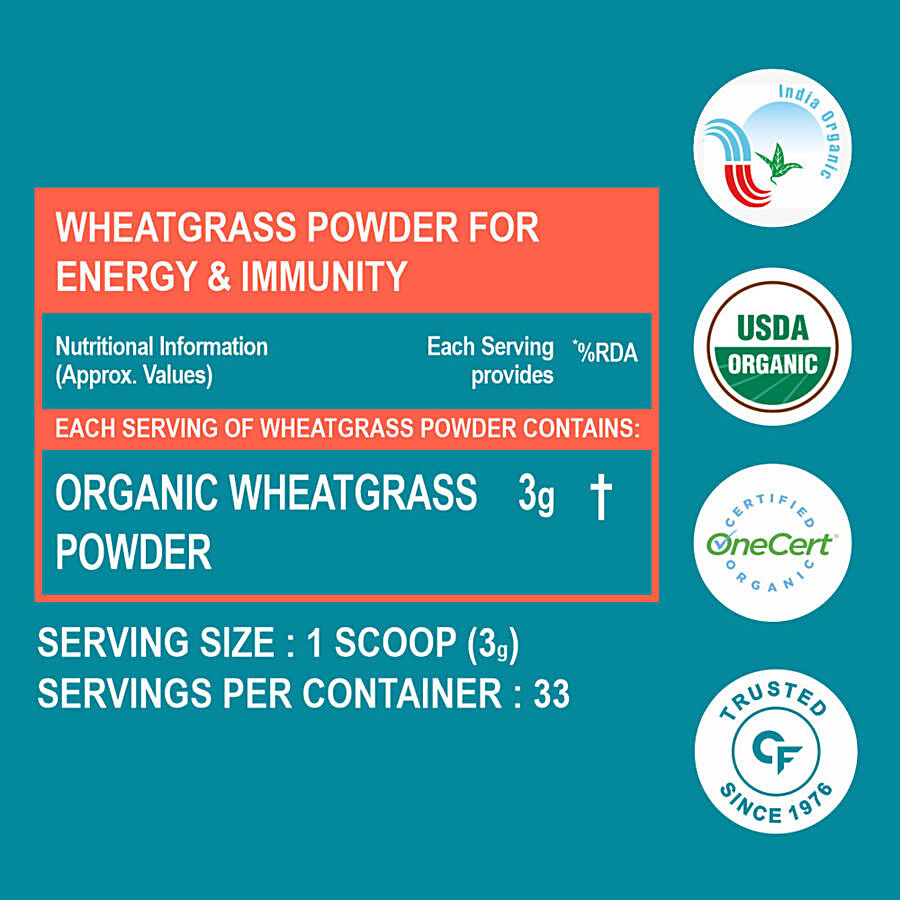 Carbamide Forte Organic Wheatgrass Powder - Supports Energy & Immunity With Enzymes