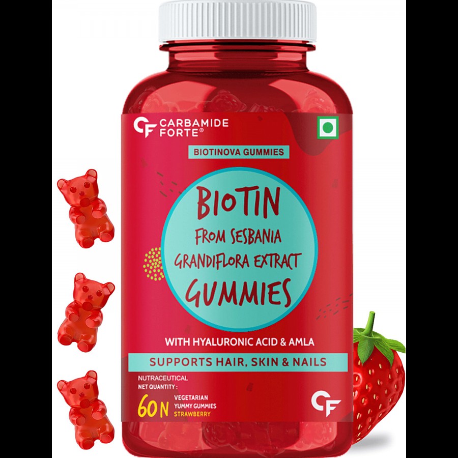 Carbamide Forte Biotin Gummies - With Hyaluronic Acid & Amla