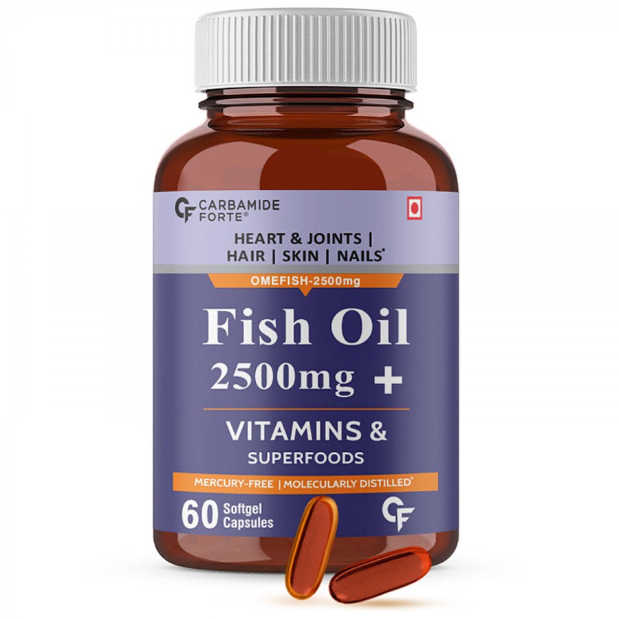 Carbamide Forte Fish Oil 2500mg + Vitamins & Superfoods Softgel Capsules - For Heart & Joints