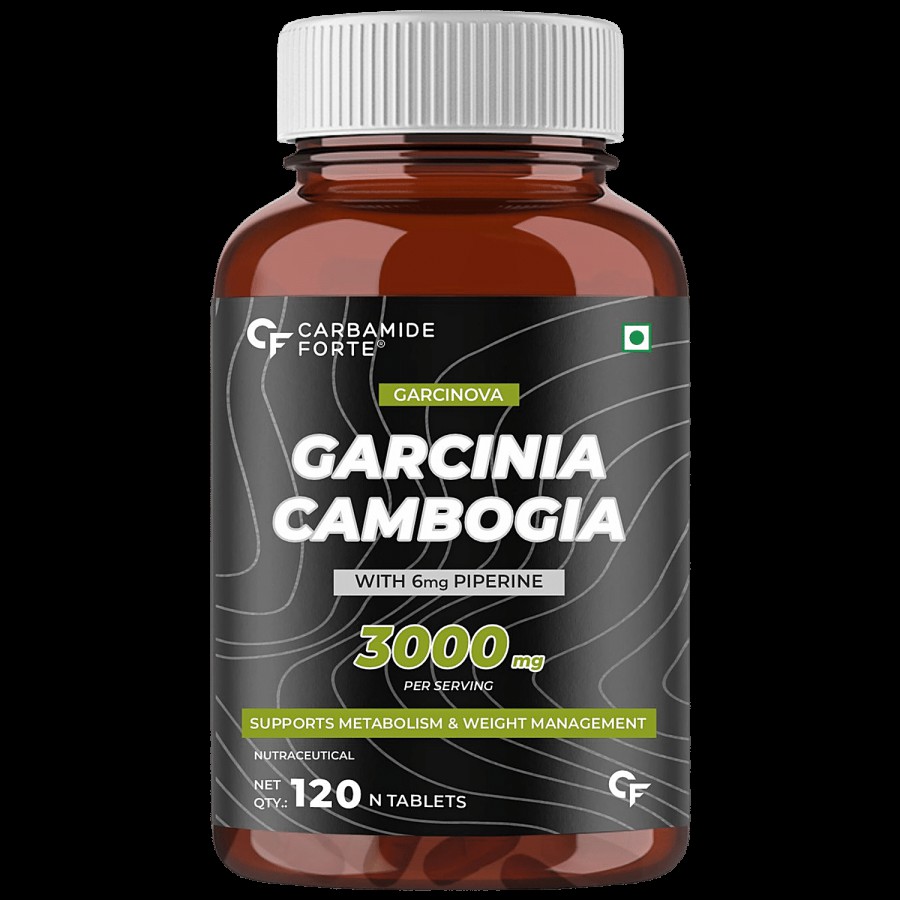 Carbamide Forte Garcinia Cambogia 3000mg + Piperine 6mg Vegetarian Tablets - For Weight Loss