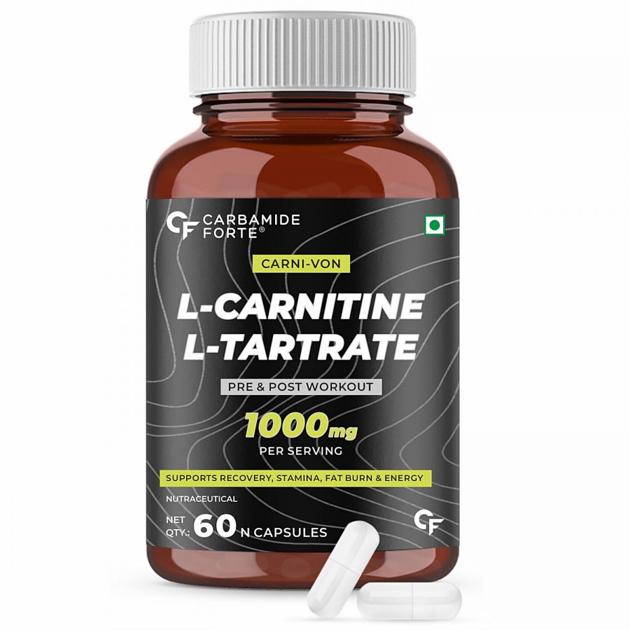 Carbamide Forte L Carnitine L-Tartrate 1000mg Vegetarian Capsules - For Pre & Post Workout