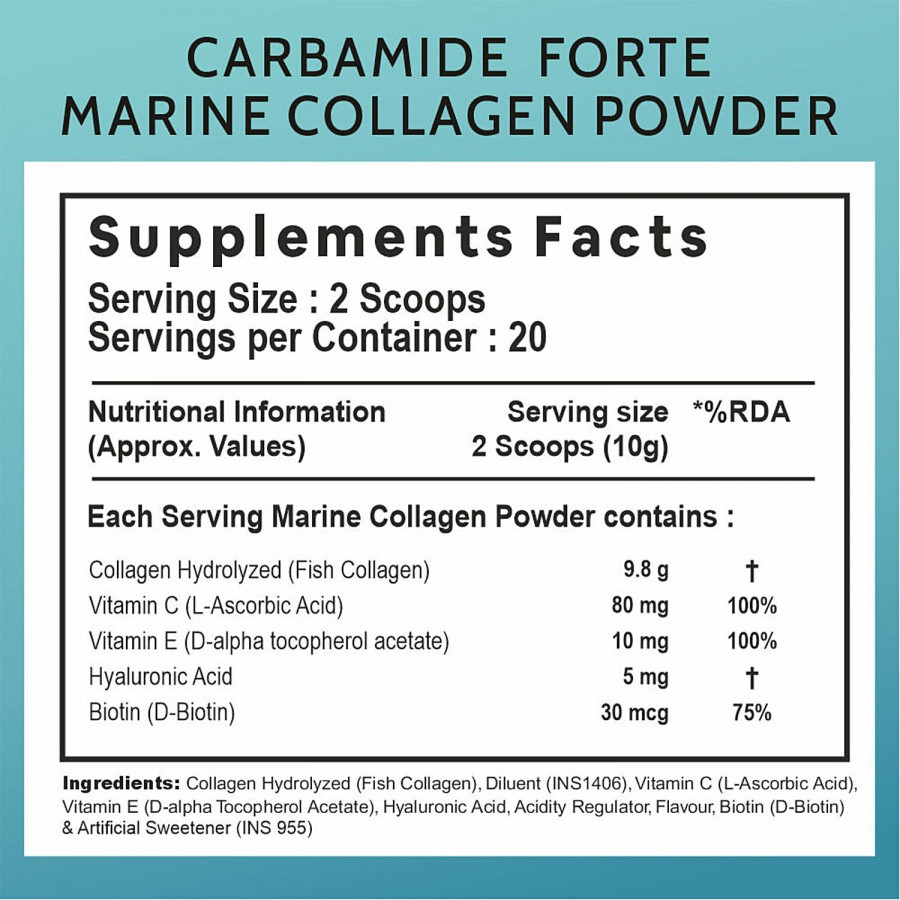 Carbamide Forte Marine Collagen Powder Supplement - For Skin Fish Collagen Powder For Women & Men Powder