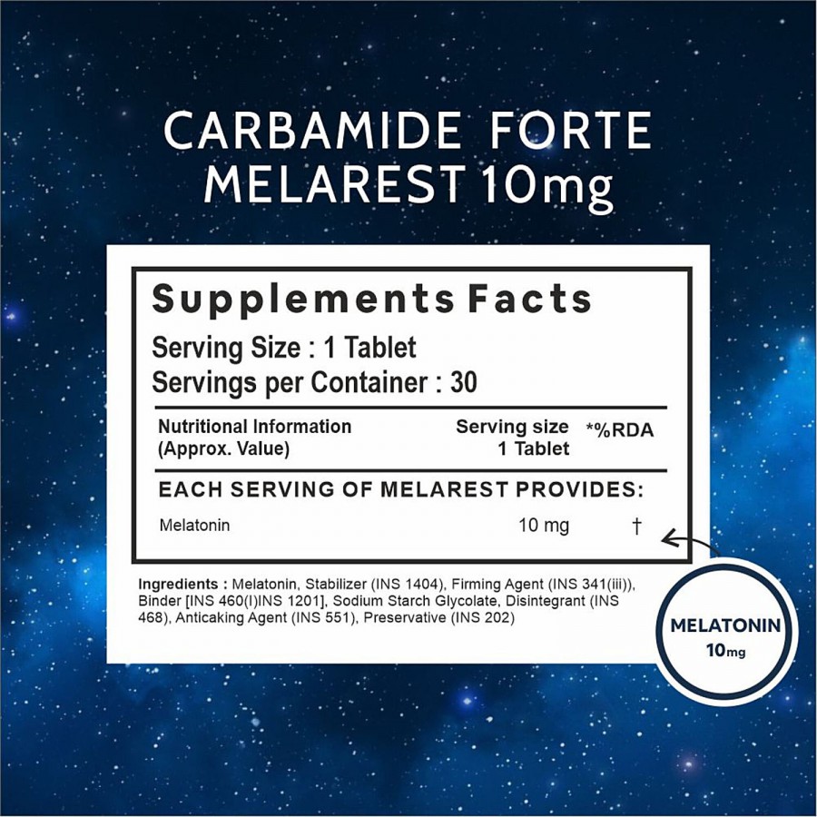 Carbamide Forte Mela-Rest Melatonin 10mg Vegetarian Tablets - Sleeping Aid