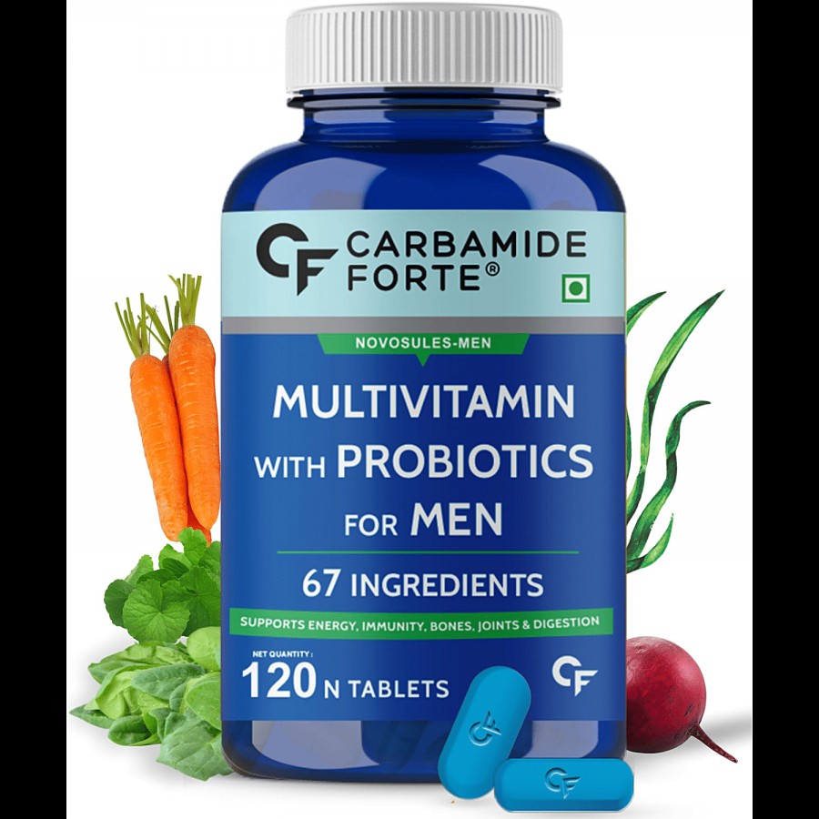 Carbamide Forte Multivitamin For Men + 67 Ingredients Vegetarian Tablets - For Immunity & Energy