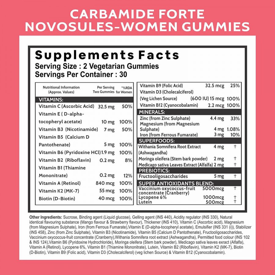 Carbamide Forte Multivitamin For Women Vegetarian Gummies - Mixed Fruit Flavour