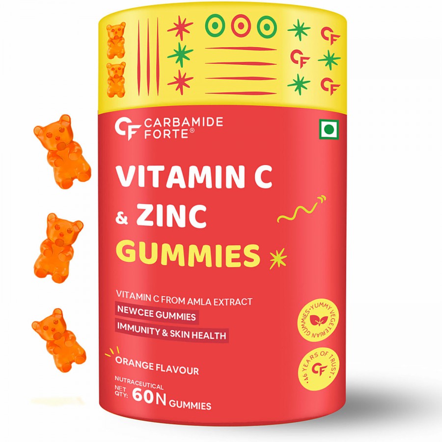 Carbamide Forte Nautral Vitamin C & Zinc Vegetarian Gummies - Orange Flavour