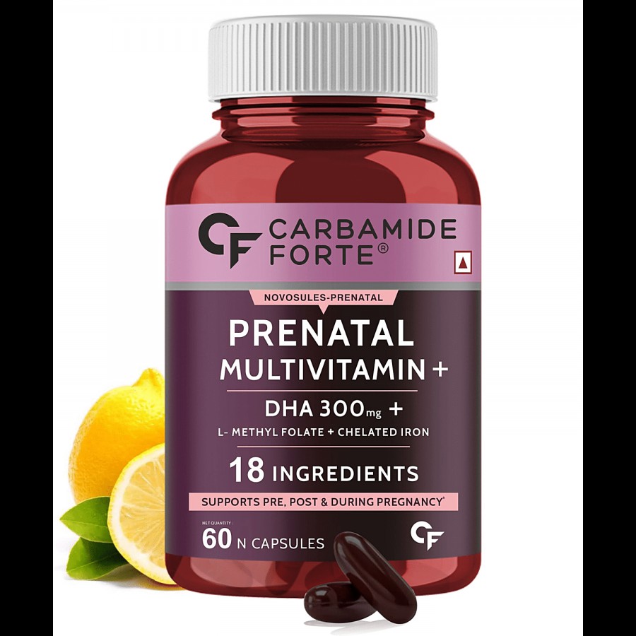 Carbamide Forte Prenatal Multivitamin + DHA 300mg Softgel Capsules - For Pregnancy