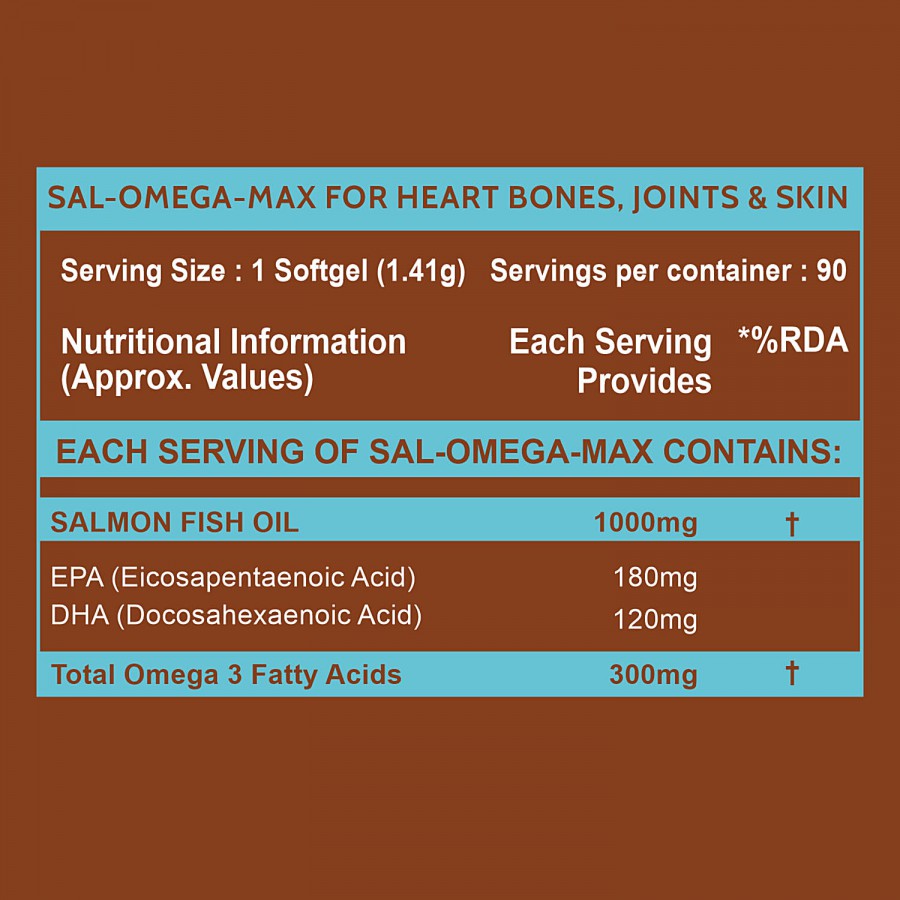 Carbamide Forte Salmon Omega 3 Fish Oil 1000mg EPA 180mg & DHA 120mg Softgel Capsules