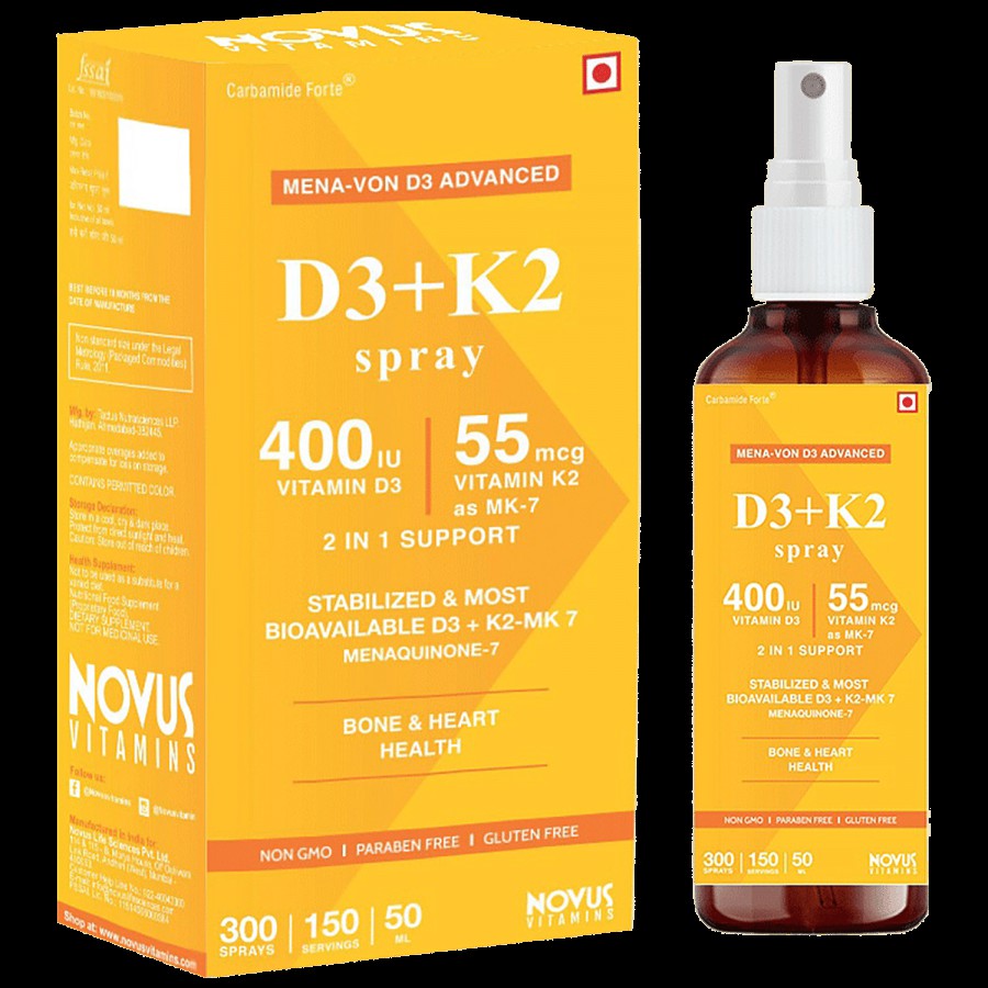 Carbamide Forte Vitamin D3 400 IU With Vitamin K2 MK7 55 Mcg Spray - Non-GMO