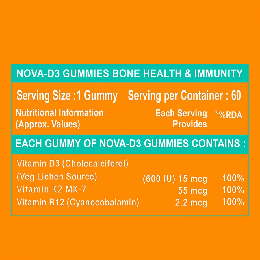 Carbamide Forte Vitamin D3 K2 B12 Gummies - Veg Lichen Source D3