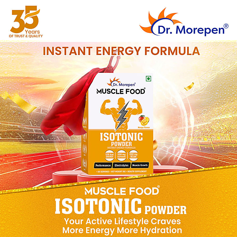 Dr. Morepen Muscle Food Isotonic Powder For Instant Energy & Hydration - Orange Flavour