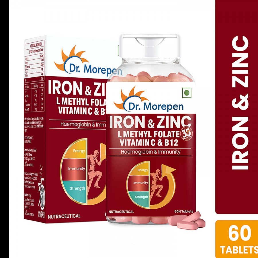 Dr. Morepen Iron & Zinc Tablets With Vitamin C & B12