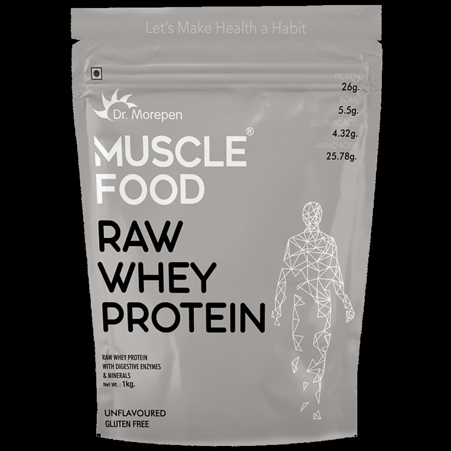 Dr. Morepen Muscle Food Raw Whey Protein Powder - With Digestive Enzymes & Minerals