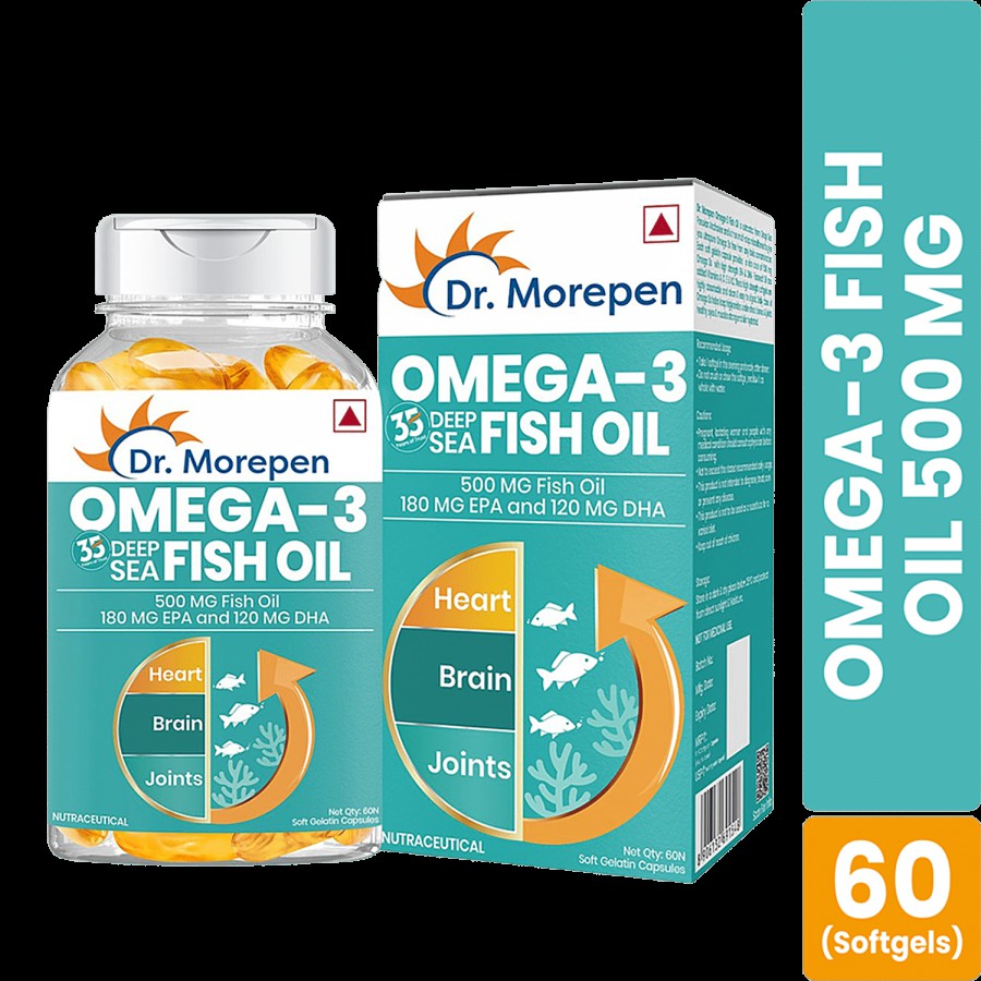 Dr. Morepen Omega 3 Deep Sea Fish Oil Softgels -  For Healthy Heart