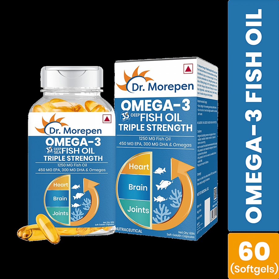 Dr. Morepen Omega 3 Deep Sea Fish Oil Softgels -  Triple Strength