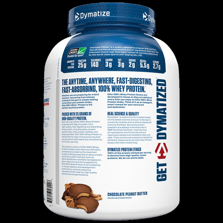 Dymatize Elite 100% Whey Protein Powder - Gluten-free