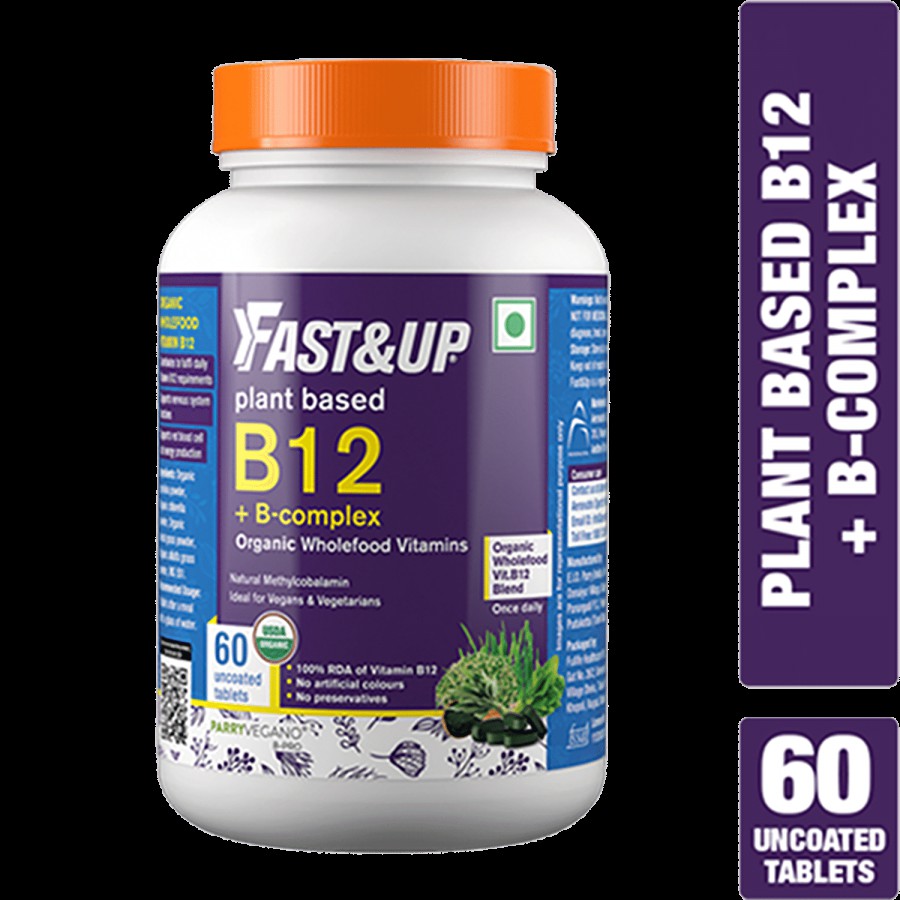 Fast&Up B 12 & B - Complex Organic Whole Food Vitamin Tablet - Plant Based