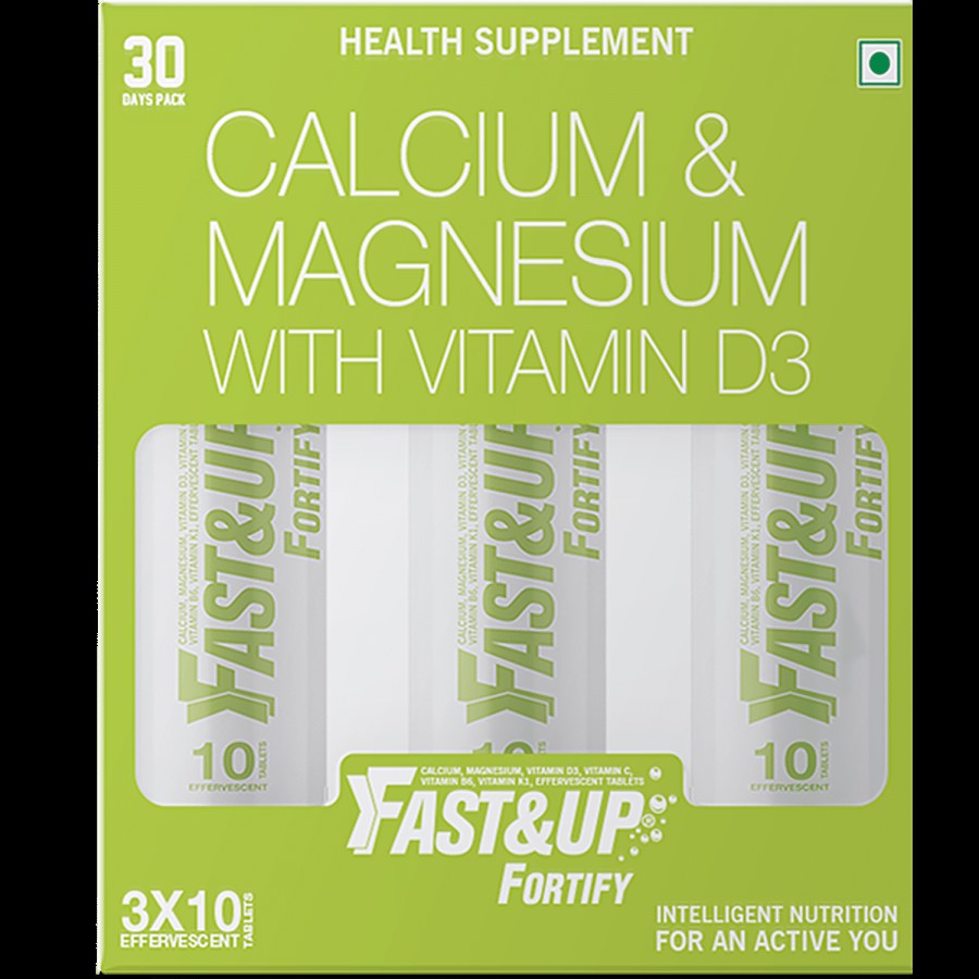 Fast&Up Fortify Calcium & Vitamin D3 Effervescent Tablets - Lime & Lemon Flavour