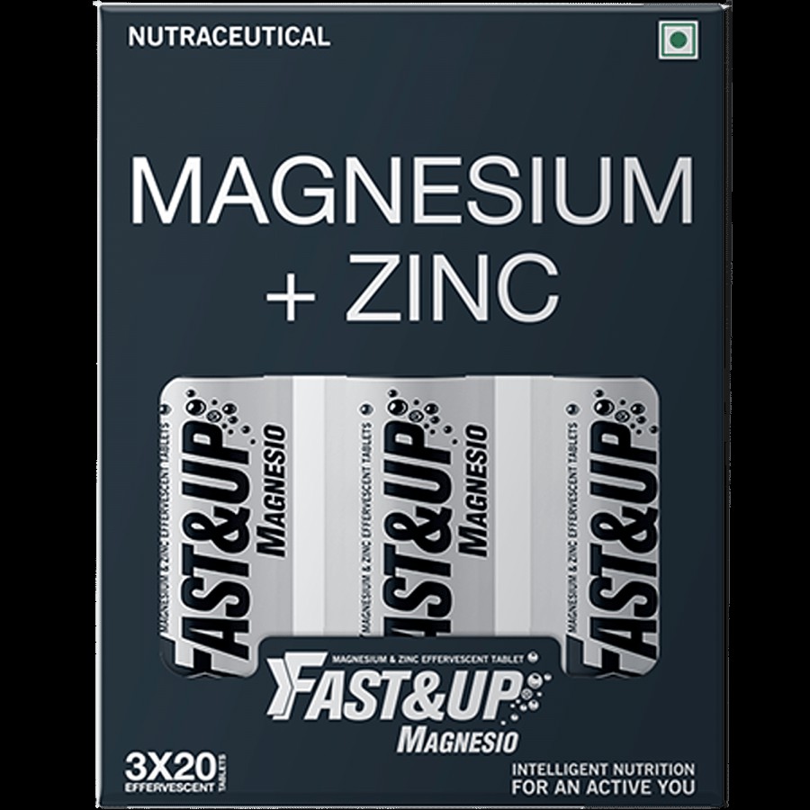 Fast&Up Magnesio Effervescent Tablets with Magnesium and Zinc - Lime & Lemon Flavour