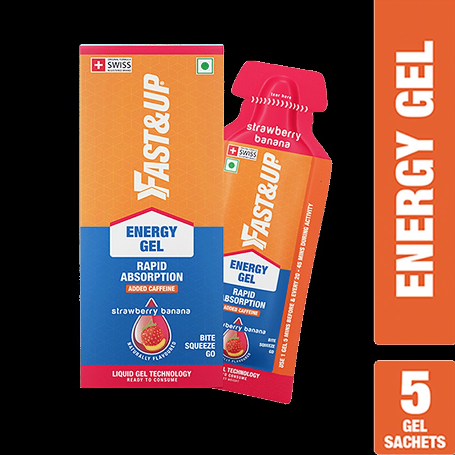 Fast&Up Vegan Sports Energy Gel - Strawberry Banana Flavour