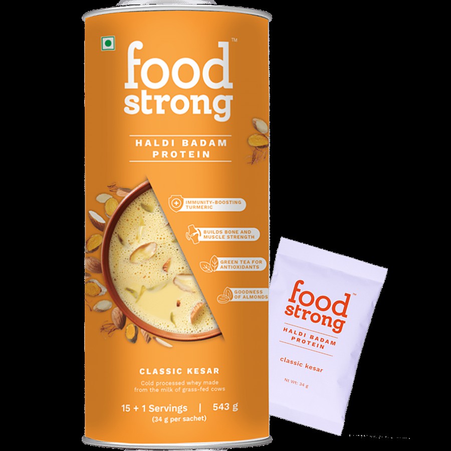 Food strong Haldi Badam Protein - Classic Kesar