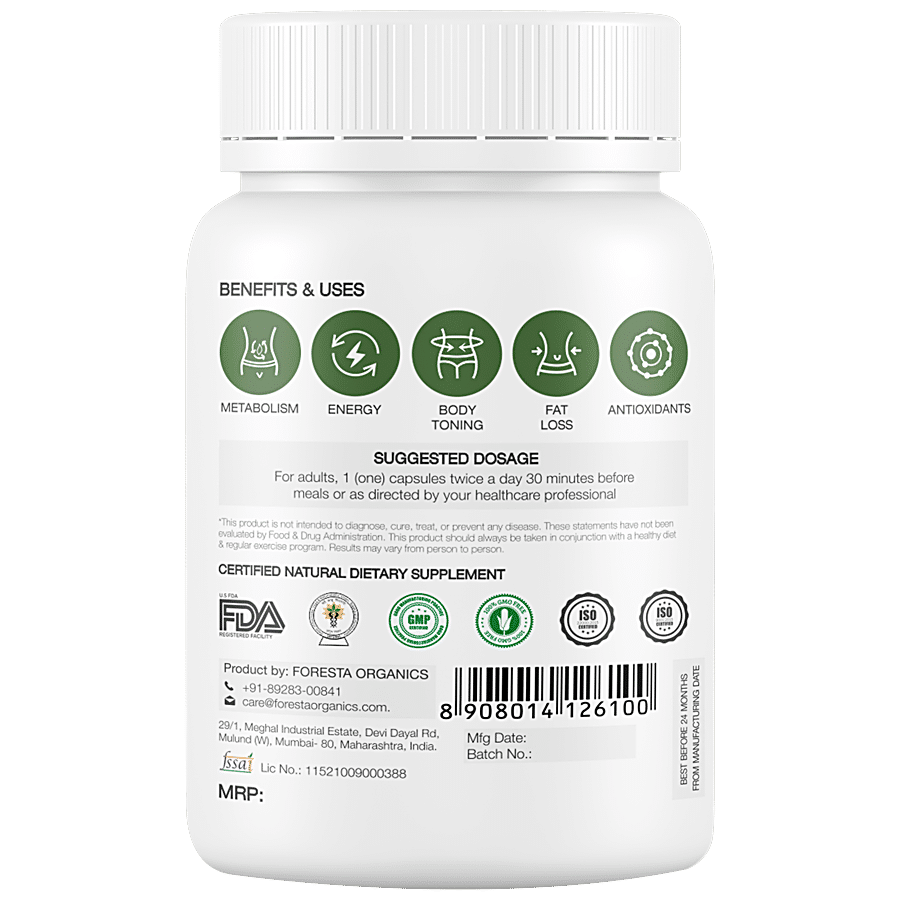 Foresta Organics Green Coffee Bean Extract With Finest 50% Chlorogenic Acid CGA