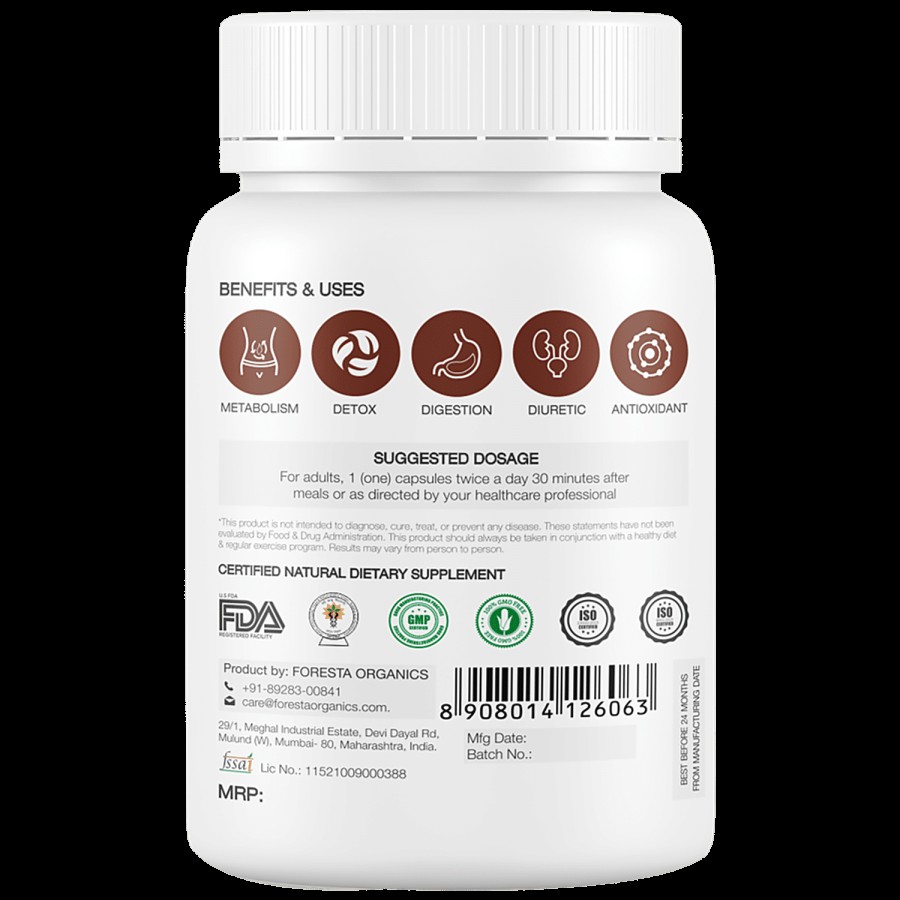 Foresta Organics Liver Detox Capsules - Milk Thistle Extract