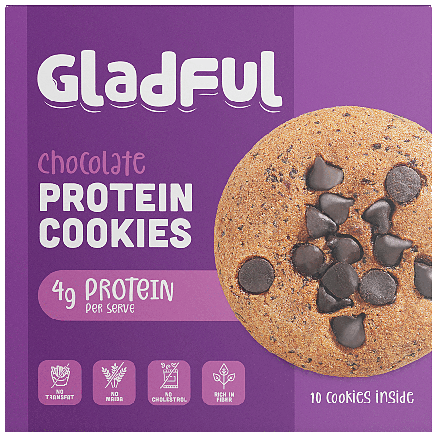 Gladful Choco Chip Protein Cookies - No Maida & Cholesterol