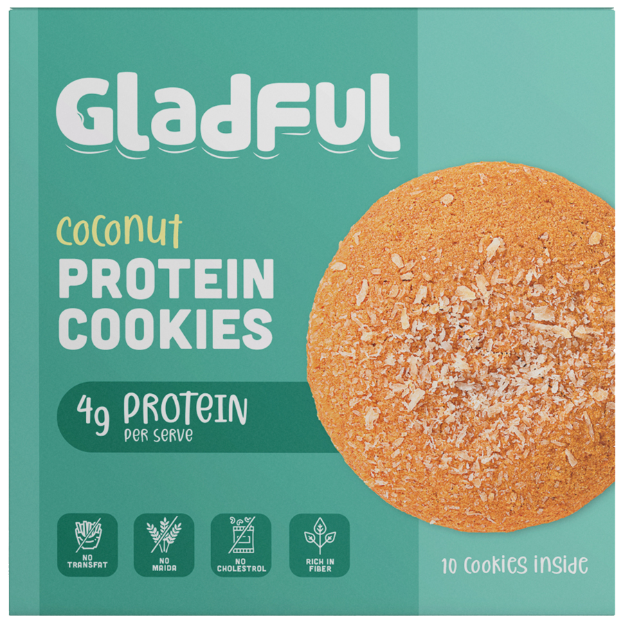 Gladful Coconut Protein Cookies - No Maida & Cholesterol