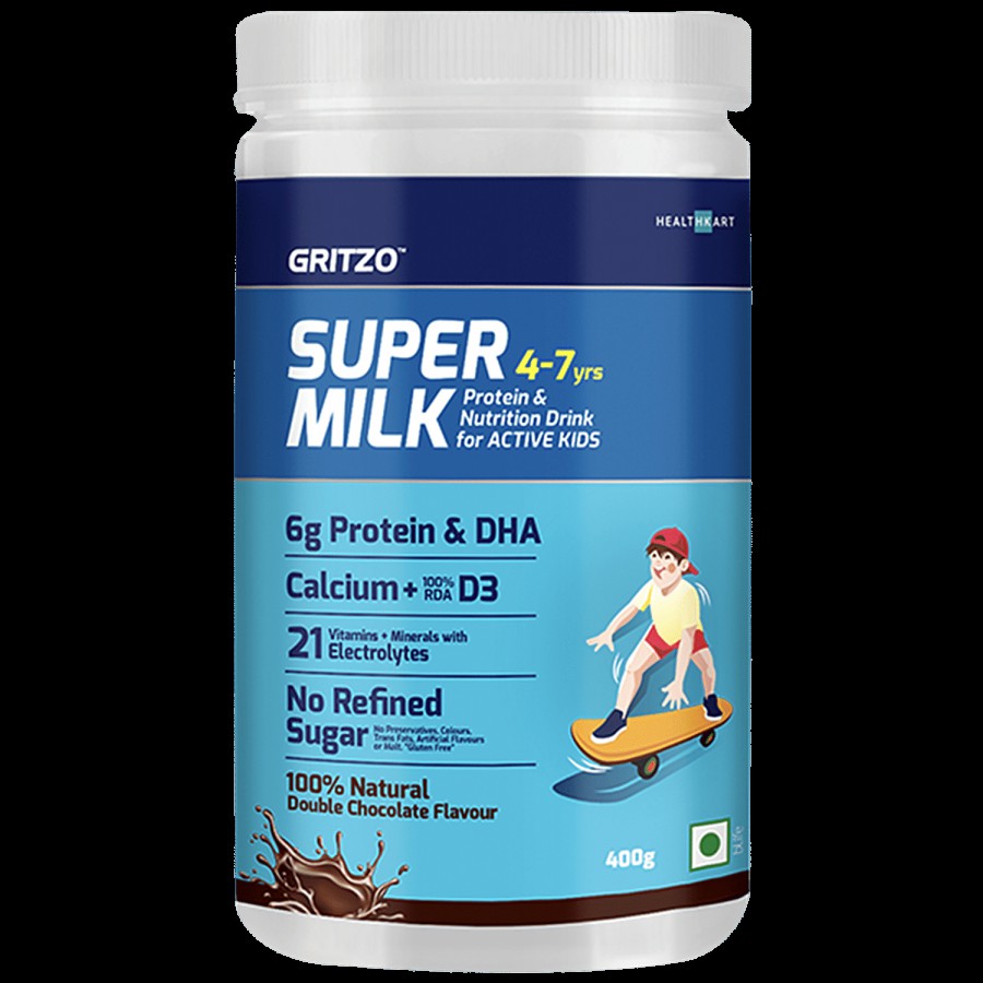 Gritzo SuperMilk Daily Nutrition For 4-7 Year Kids - Double Chocolate