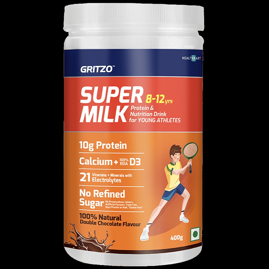 Gritzo SuperMilk Daily Nutrition For 8-12 Year Young Athlete - Double Chocolate